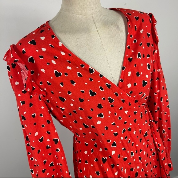 ❤️ NEW LOOK Red Leopard Print Wrap Dress 4 - Picture 5 of 13